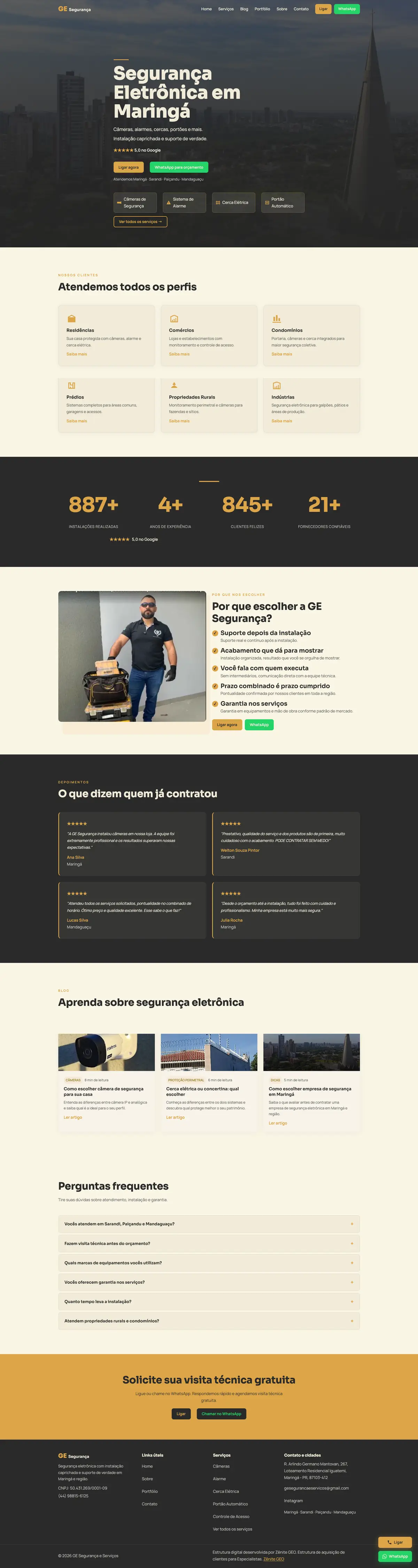Captura completa do site GE Segurança Eletrônica