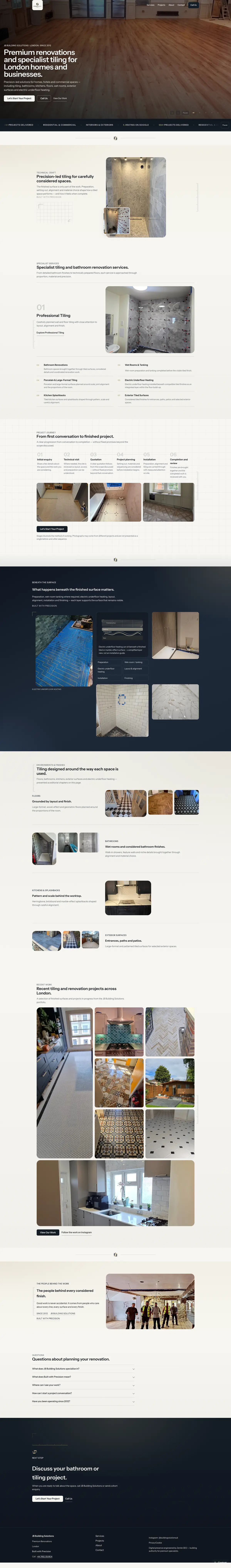 Captura completa do site JB Building Solutions em Londres