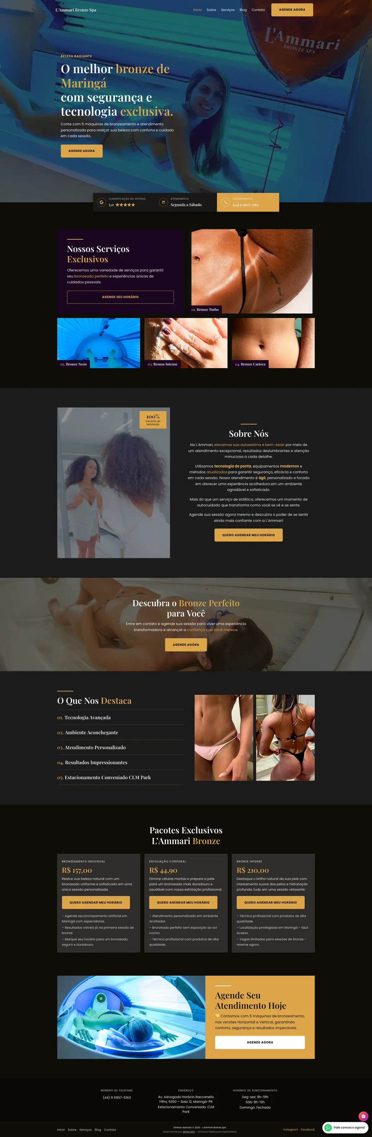 Captura completa do site L’Ammari Bronze Spa
