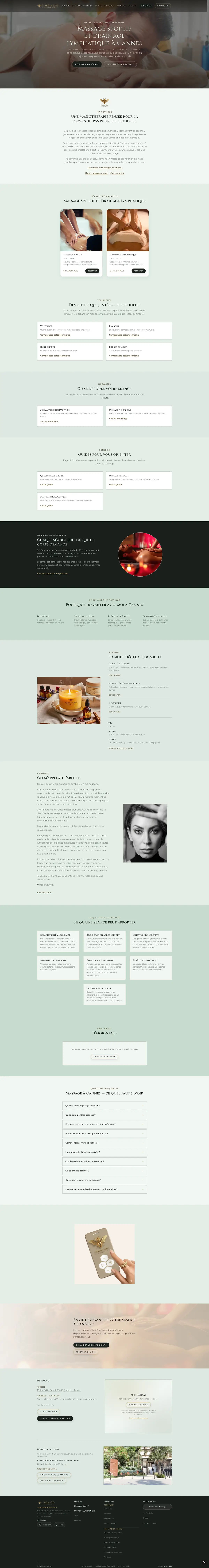 Captura completa do site Michelle Dias Massage e Bien-être em Cannes